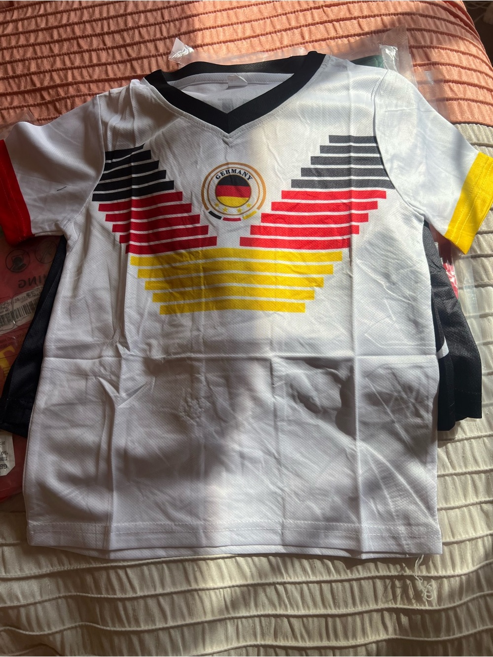 Kids Germany Flag Soccer Jersey - White/Black/Red/Yellow